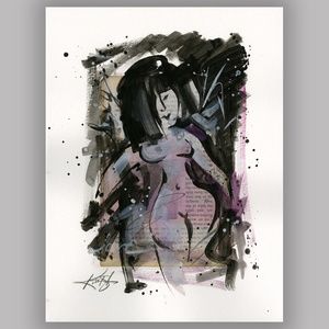 Original Mixed Media Nude Painting - Nude Love 2
